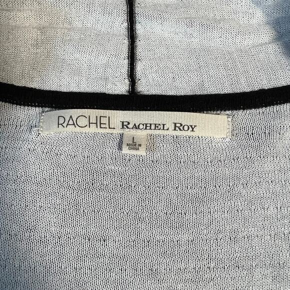 Women's Black and White Open Front Cardigan - Picture 5 of 12